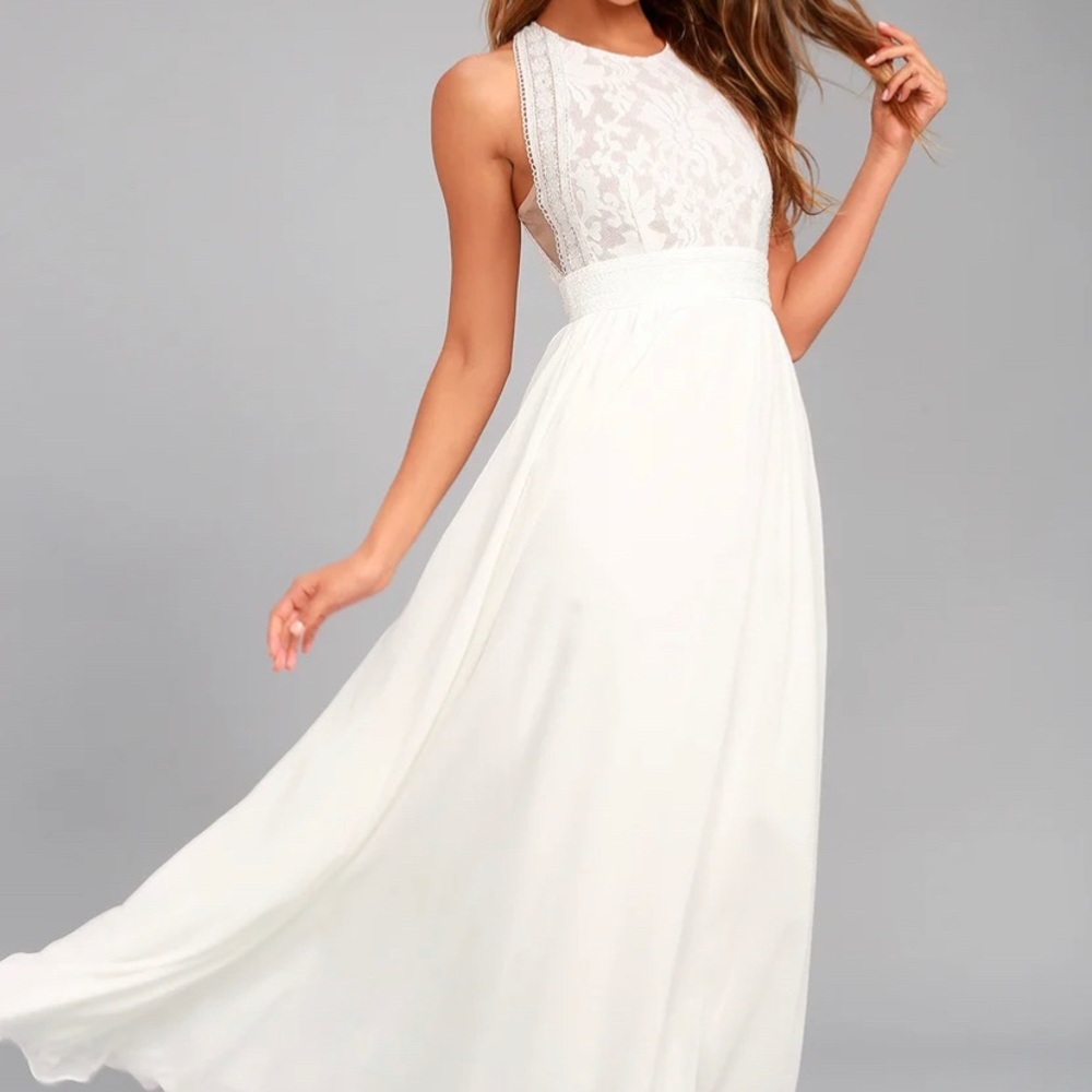 Forever and Always White Lace Maxi Dress